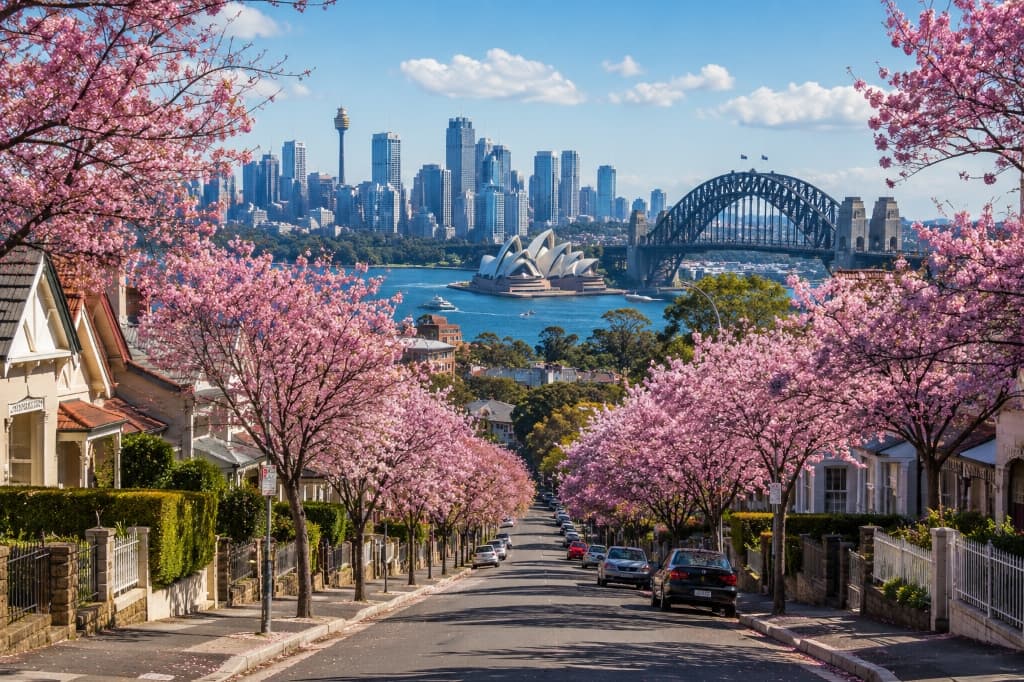 A cherry-blossom-lined street in one of the suburbs Cherry Homz serves